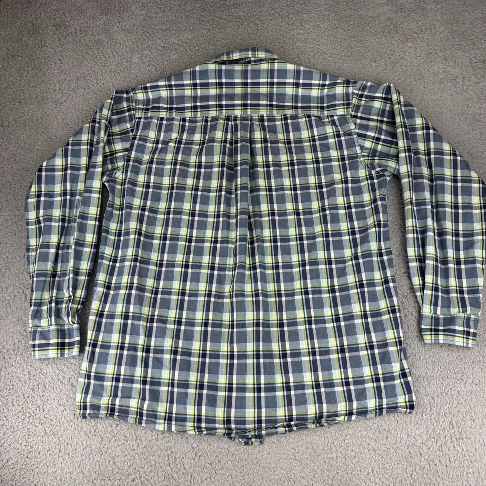 Cinch Shirt Mens Medium Blue Yellow‎ Button Up Western Cowboy Workwear Plaid